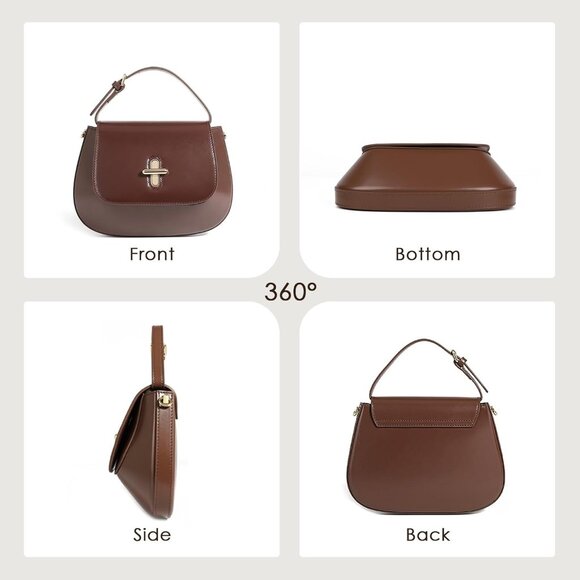 Leather Crossbody Bag Women Structured Compact Versatile Gift - Picture 6 of 6